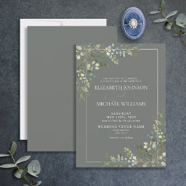 Eukalyptus Botanical Sage Green Script Wedding Einladung
