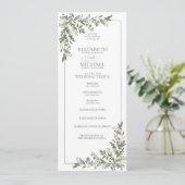Eukalyptus Botanical Sage Green Script Wedding Programm (Stehend Vorderseite)