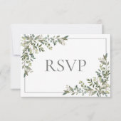 Eukalyptus Botanical Sage Green Script Wedding RSV RSVP Karte (Vorderseite)