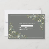 Eukalyptus Botanical Sage Green Script Wedding RSV RSVP Karte (Rückseite)