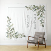 Eukalyptus Botanical Sage Green Wedding Foto Wandteppich (Beispiel (Horizontal))