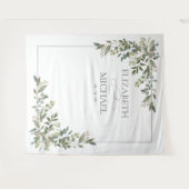 Eukalyptus Botanical Sage Green Wedding Foto Wandteppich (Vorderseite (Horizontal))
