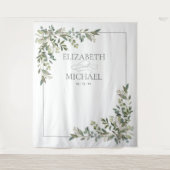 Eukalyptus Botanical Sage Green Wedding Foto Wandteppich (Vorderseite)