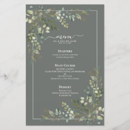 Eukalyptus Botanical Sage Green Wedding Menu