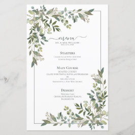 Eukalyptus Botanical Sage Green Wedding Menu