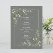 Eukalyptus Botanical Sage Green Wedding Menu Menükarte (Stehend Vorderseite)