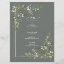 Eukalyptus Botanical Sage Green Wedding Menu Menükarte