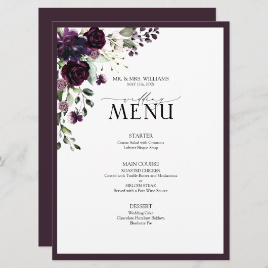 Eukalyptus Botanical Sage Green Wedding Menu Menükarte (Vorne/Hinten)