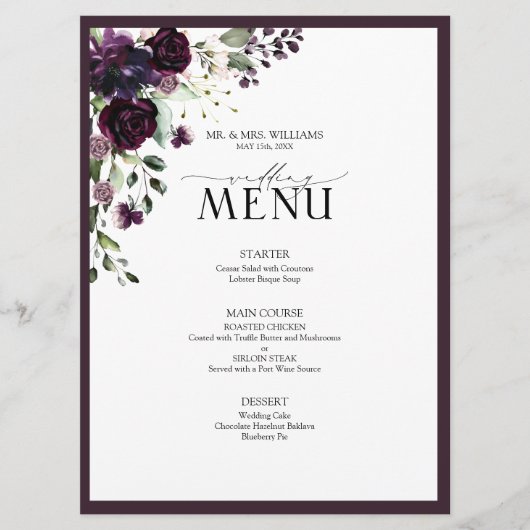 Eukalyptus Botanical Sage Green Wedding Menu Menükarte (Vorderseite)