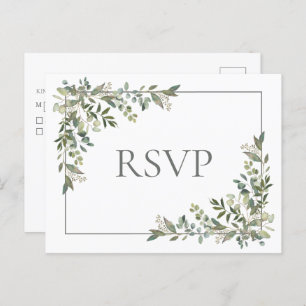 Eukalyptus Botanical Sage Green Wedding RSVP Einladungspostkarte