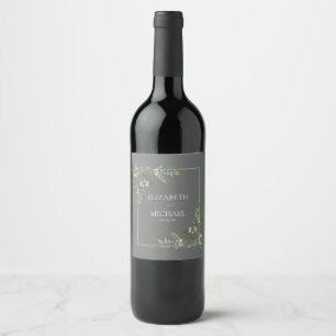 Eukalyptus Botanical Sage Green Wedding Wine Label Weinetikett