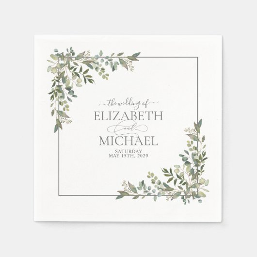 Eukalyptus Botanical Sage Green Wedkins Serviette (Vorderseite)