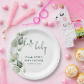 Eukalyptus Botanical Script Baby Shooter Pappteller (Party)