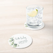 Eukalyptus Botanical Script Baby Shooter Runder Pappuntersetzer (Vor Ort)