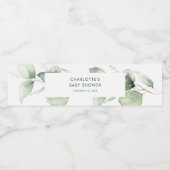 Eukalyptus Botanical Script Baby Shooter Wasserflaschenetikett (Einzelnes Label)