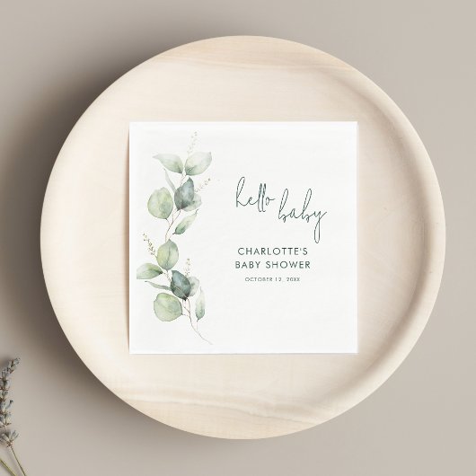 Eukalyptus Botanical Script Baby Shooting Paper Serviette