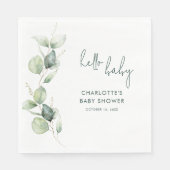Eukalyptus Botanical Script Baby Shooting Paper Serviette (Vorderseite)