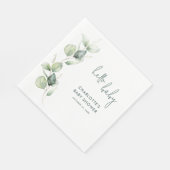 Eukalyptus Botanical Script Baby Shooting Paper Serviette (Ecke)
