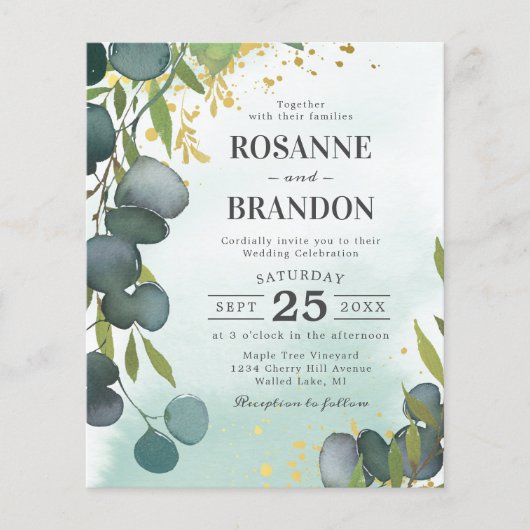 Eukalyptus Botanical Wedding Einladung (Vorderseite)