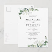 Eukalyptus Botanical Wedding Einladung Postkarte (Vorne/Hinten)
