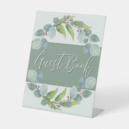 Eukalyptus Botanical Wedding Guest Book Sign Sockelschild