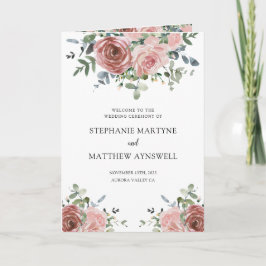 Eukalyptus Botanical Wedding Program Dusty Rose Programm