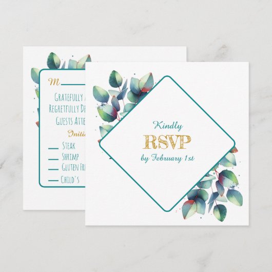 Eukalyptus Botanical Wedding RSVP Einladung (Vorne/Hinten)