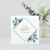 Eukalyptus Botanical Wedding RSVP Einladung (Stehend Vorderseite)