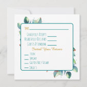 Eukalyptus Botanical Wedding RSVP Einladung (Rückseite)