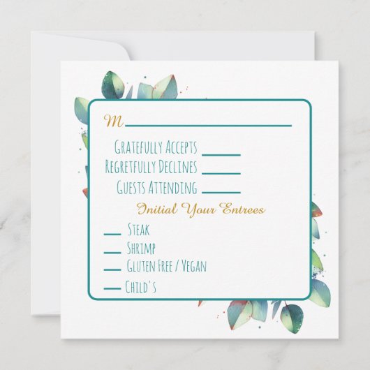 Eukalyptus Botanical Wedding RSVP Einladung (Rückseite)