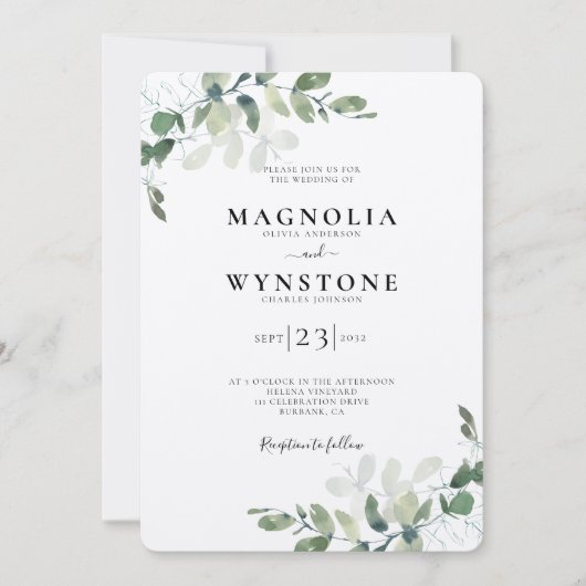 Eukalyptus botanical Wedding Rustic Kraft Einladung (Vorderseite)