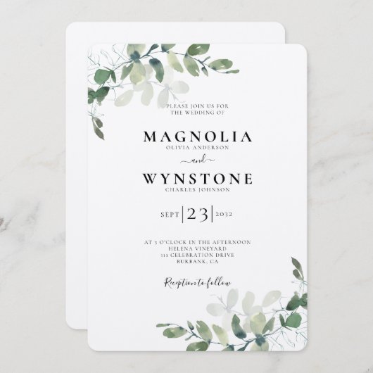 Eukalyptus botanical Wedding Rustic Kraft Einladung (Vorne/Hinten)