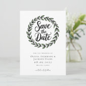 Eukalyptus Botanical Wreath Foto Wedding Save The Date (Stehend Vorderseite)