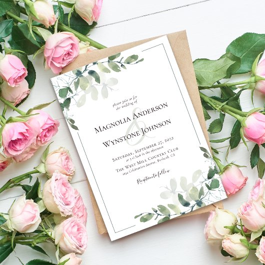 Eukalyptus Botanicals QR Code Foto Hochzeit Einladung