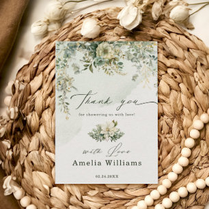 Eukalyptus-Botanik-Aquarell-Grün-Baby-Shower Dankeskarte