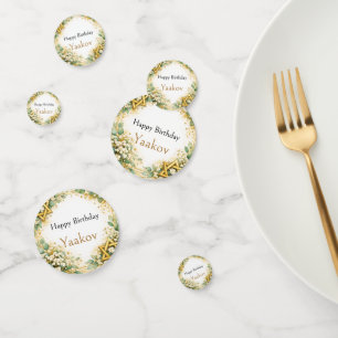 Eukalyptus-Botanik-Blumen-Babys-Breath-Gold Konfetti