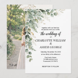 Eukalyptus-Botanik-Grün-Hochzeits-Einladung mit Fo Einladung