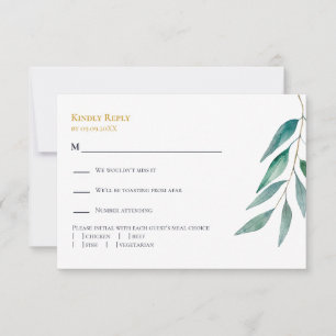 Eukalyptus-Botanik-Grün-Hochzeits-Einladung,  RSVP Karte