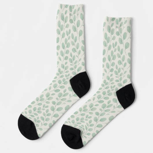 Eukalyptus-Botanikmuster Socken (Linkes Detail)