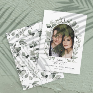 Eukalyptus botanisch elegante Foto einfache Hochze Save The Date