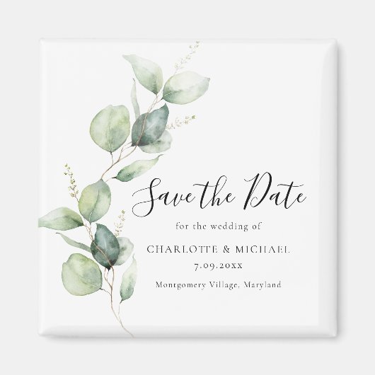 Eukalyptus botanisch Save the Date Magnet (Vorne)