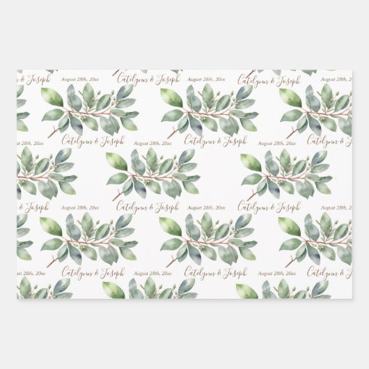 Eukalyptus Botanische Hochzeit, Brautparty Geschenkpapier Set (Vorderseite 2)