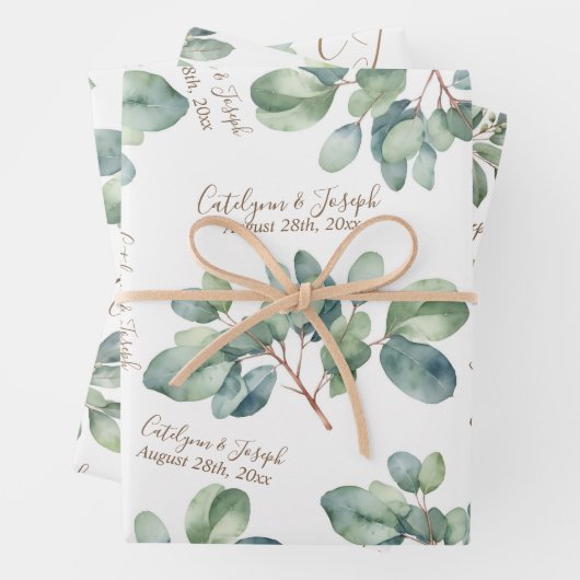 Eukalyptus Botanische Hochzeit, Brautparty Geschenkpapier Set (Beispiel)