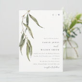 Eukalyptus Botanische Hochzeit mit einfacher Wasse Einladung (Stehend Vorderseite)