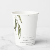 Eukalyptus Botanische Hochzeit mit einfacher Wasse Pappbecher (Rückseite)