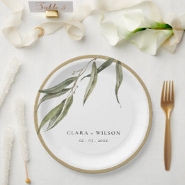 Eukalyptus Botanische Hochzeit mit einfacher Wasse Pappteller