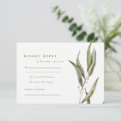 Eukalyptus Botanische Hochzeit mit einfacher Wasse RSVP Karte (Stehend Vorderseite)