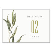 Eukalyptus Botanische Hochzeit mit einfacher Wasse Tischnummer (Rückseite)