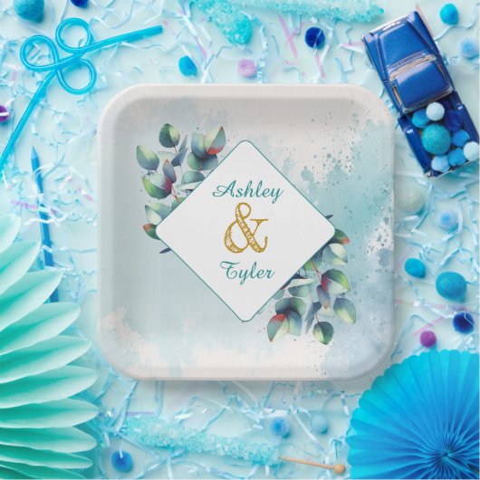 Eukalyptus botanische Hochzeit Pappteller (Party)