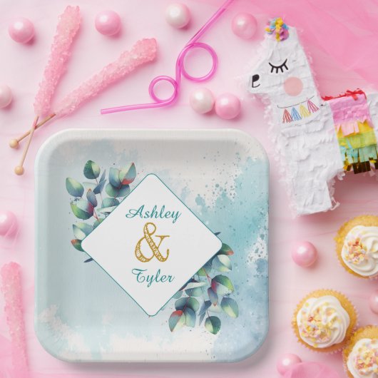 Eukalyptus botanische Hochzeit Pappteller (Party)